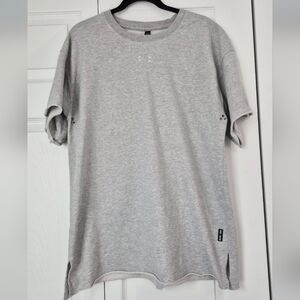 ASRV Relentless Drop Tail Raw Hem Training Tee Heather Gray Medium